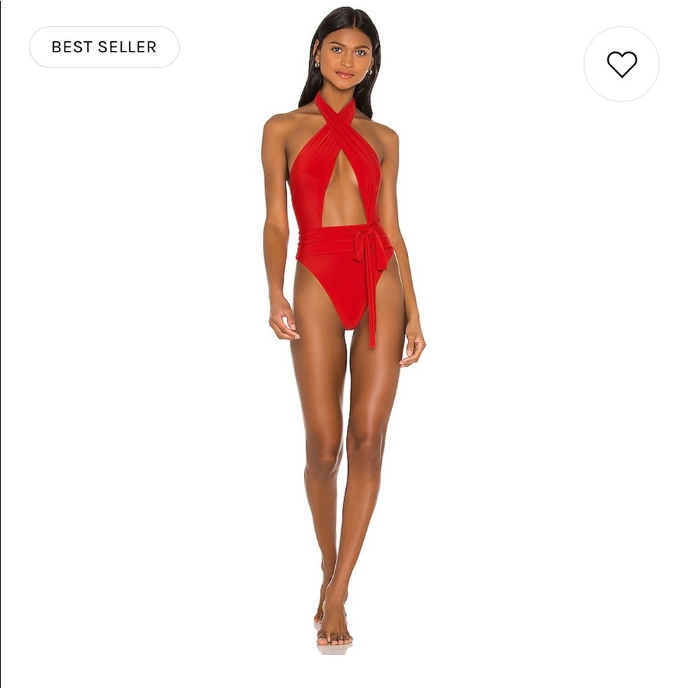 Red one piece bathing suit